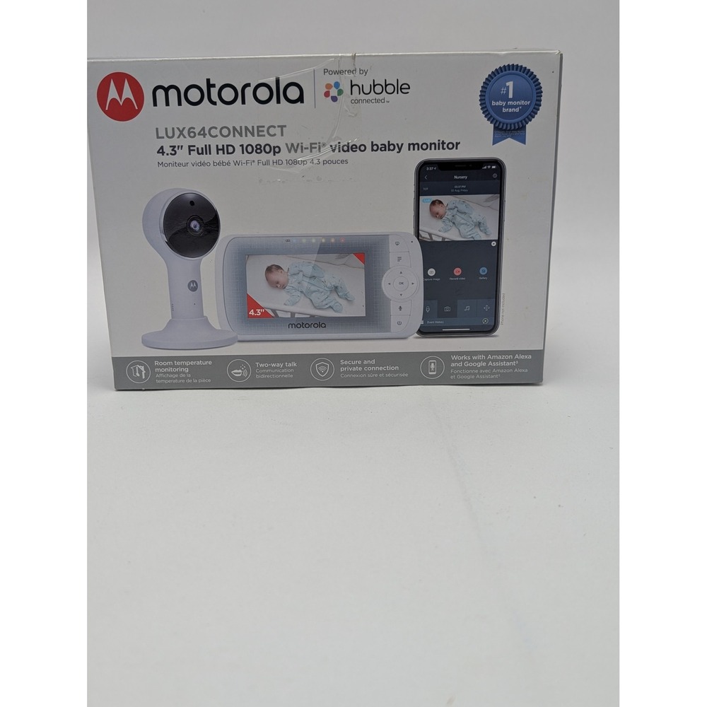 Motorola LUX64CONNECT 4.3" 1080p Wi-Fi Video Baby Monitor White (Open Box)